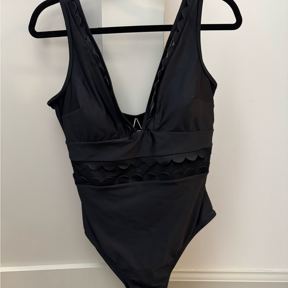 Black Scalloped One-Piece Swimsuit